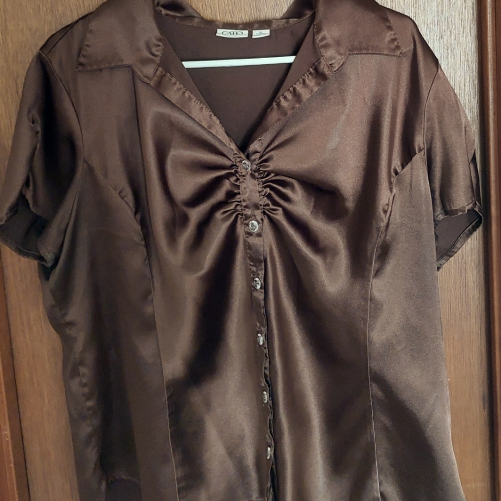 Cato short sleeve blouse, XL, brown